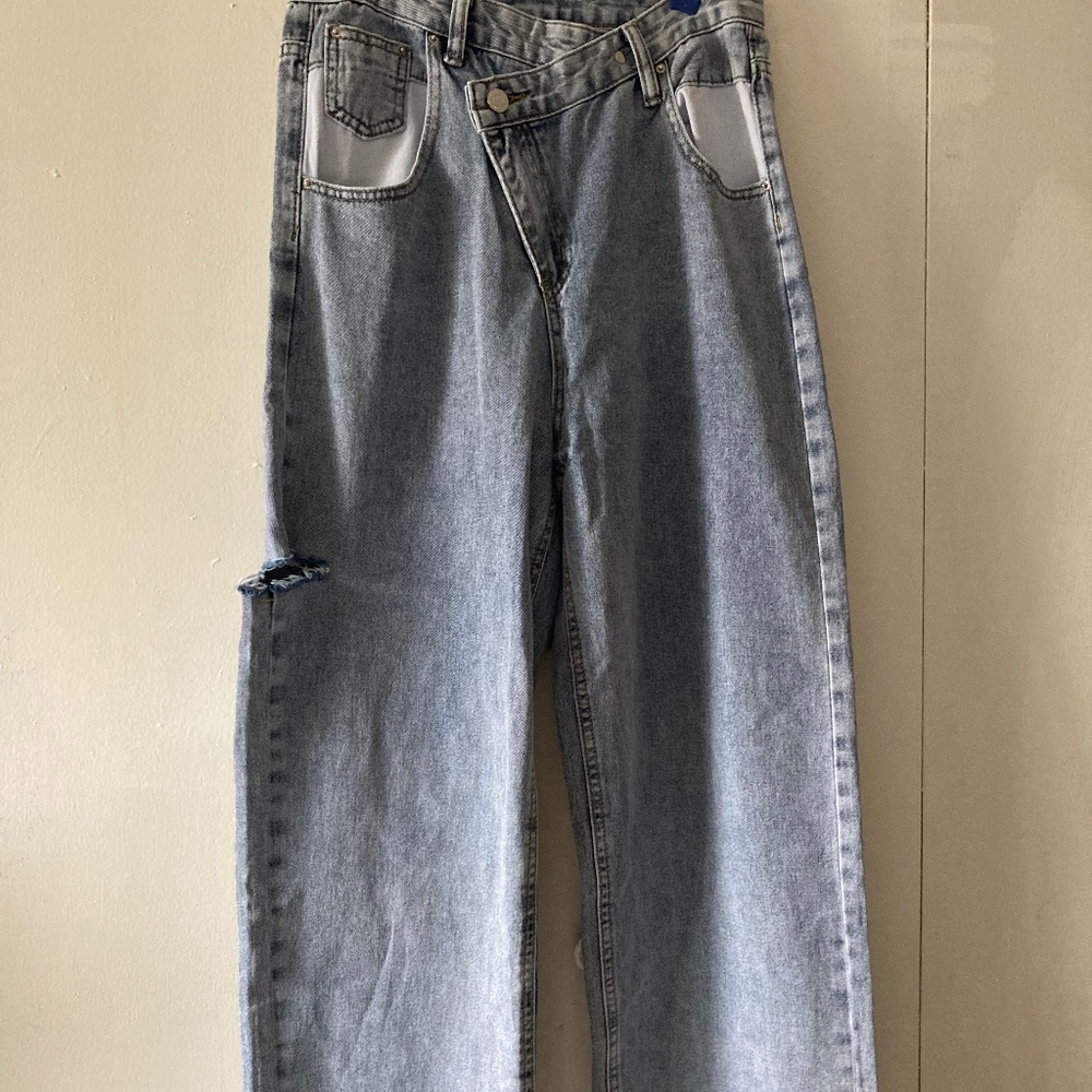 Fashionable Twotwinstyle Spring/Summer Washed Cut Mid-rise Women Jeans